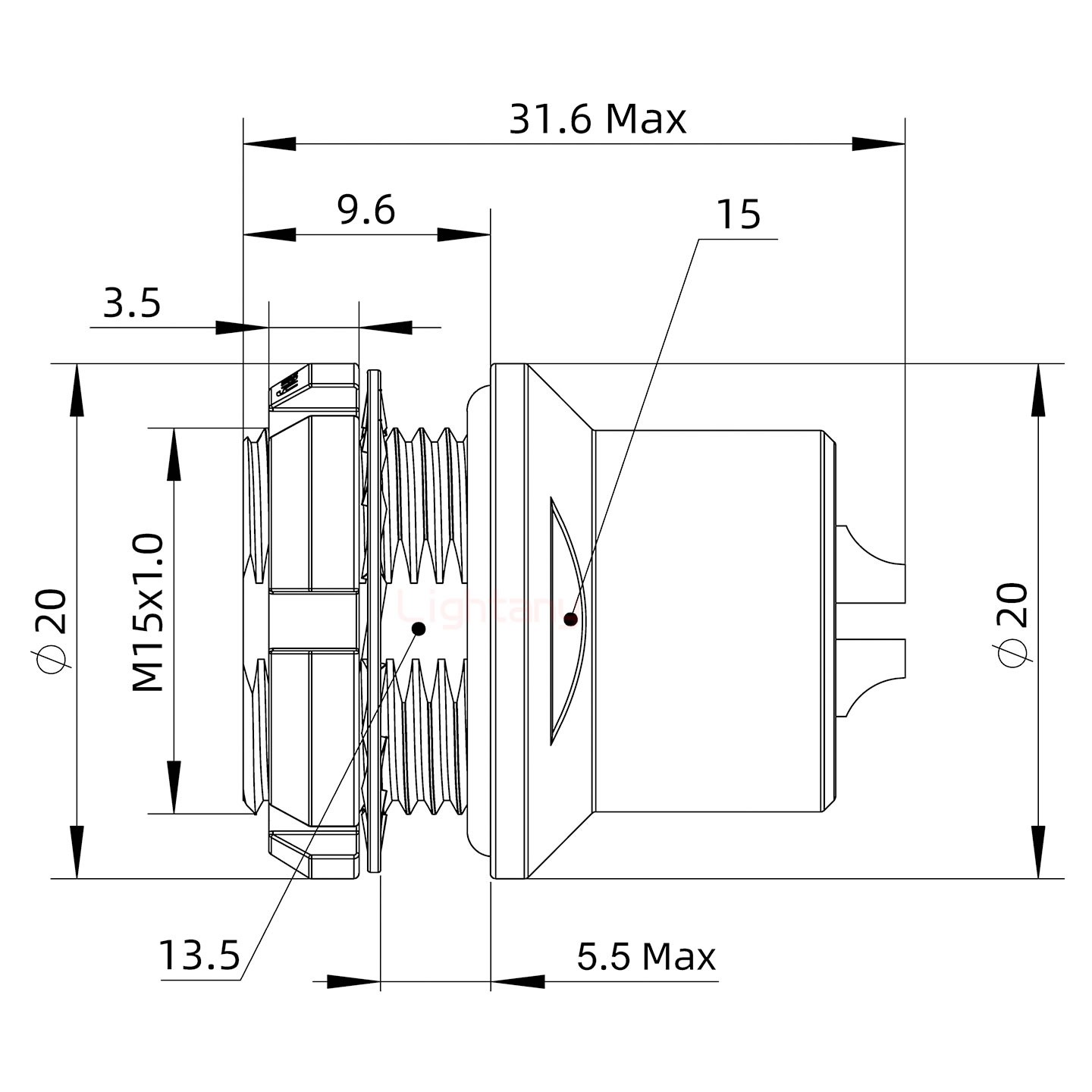 HEG.2B.003.CLLP前螺母插座 水密封