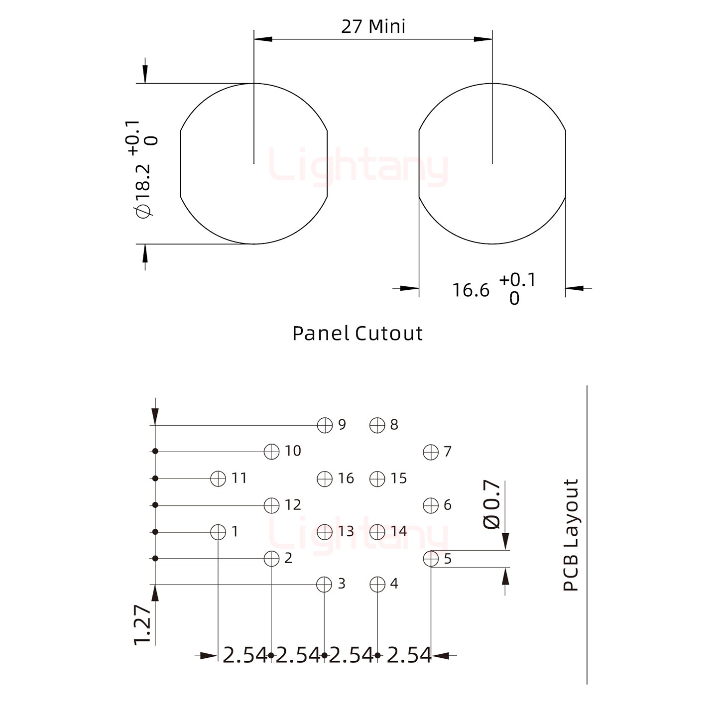 EEG.3B.016.CLV前螺母插座 PCB彎插板